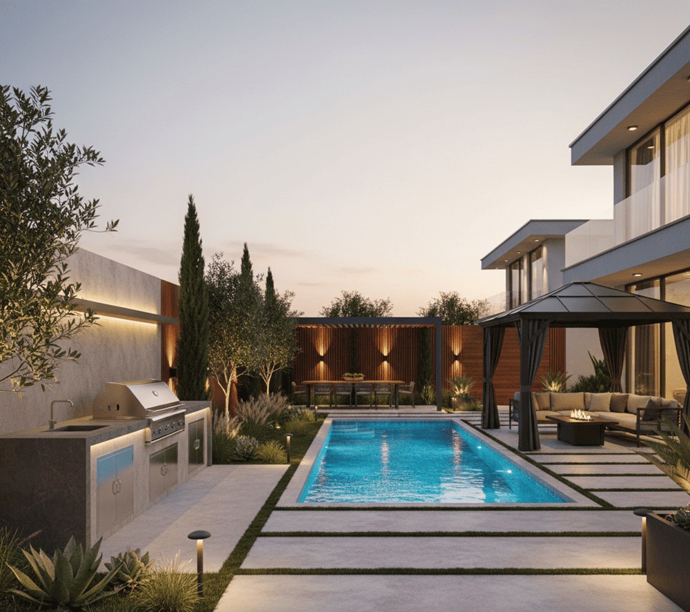 giardino con piscina