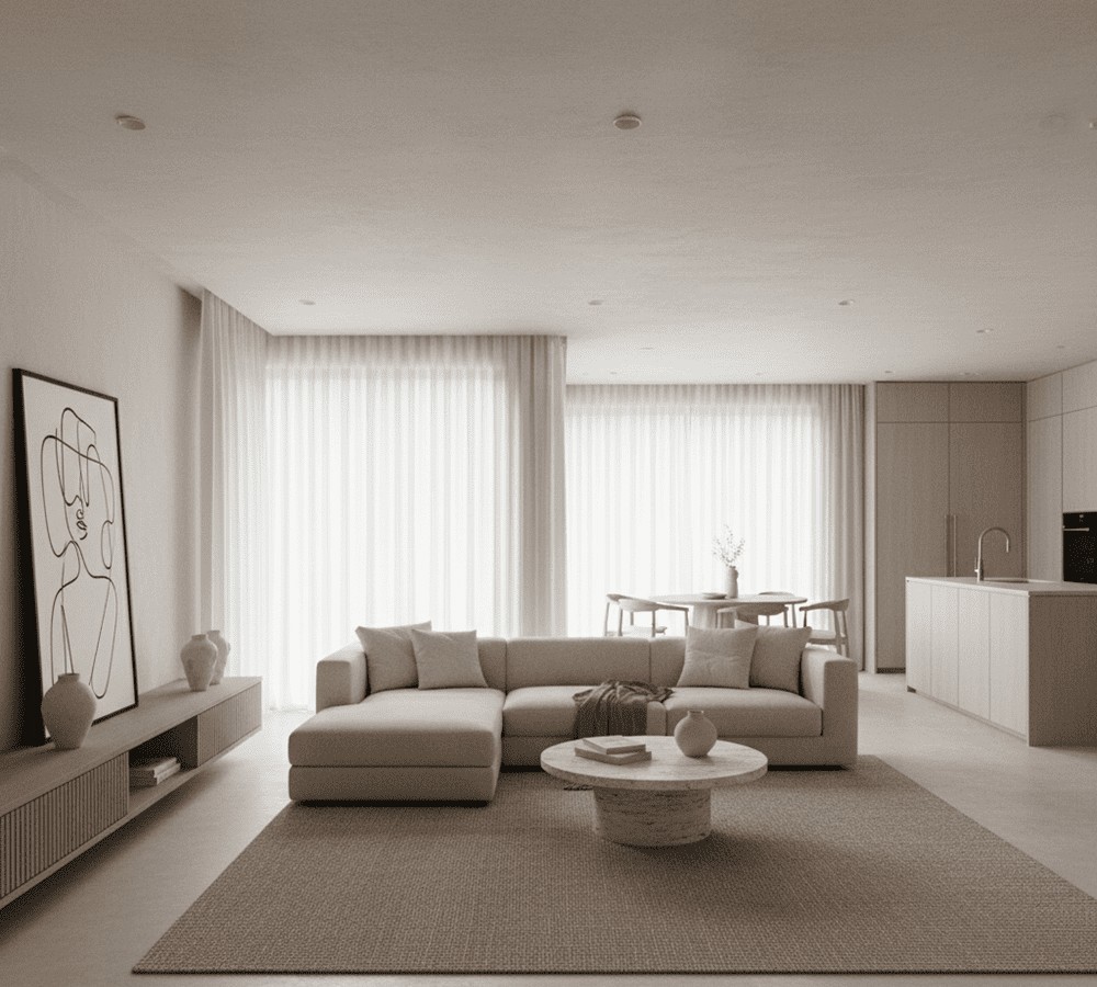 soggiorno open space moderna