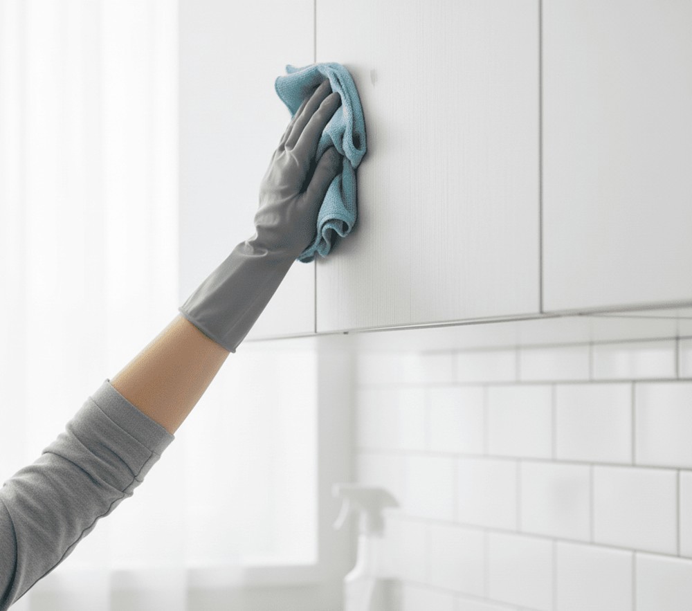 Pulizia pensili laminato cucina