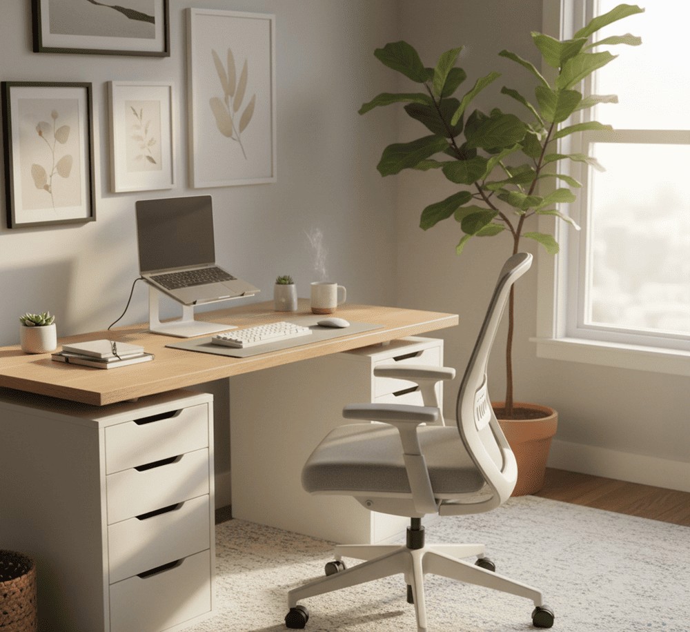 scrivania fronte muro