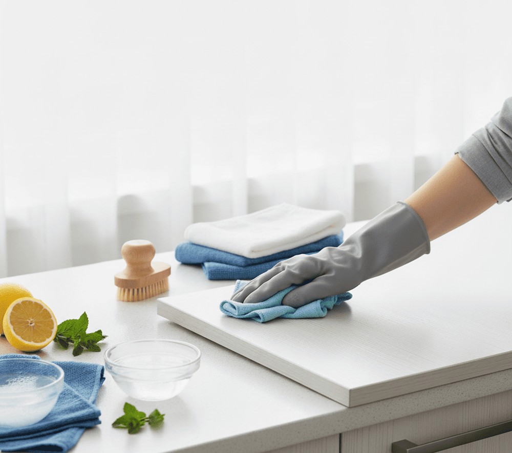 Pulizia piano laminato cucina