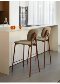 Tata Young Sgabello (sedile e schienale rivestiti) Sgabelli in metallo Point