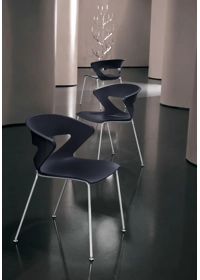 SET 2 sedie Kicca - Seduta Nera - Gamba Alluminio - PRONTA CONSEGNA Sedie outlet Kastel