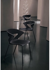 SET 2 sedie Kicca - Seduta Nera - Gamba Nera - PRONTA CONSEGNA Sedie outlet Kastel
