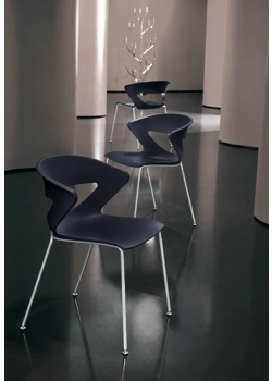 SET 2 sedie Kicca - Seduta Nera - Gamba Alluminio - PRONTA CONSEGNA Sedie outlet Kastel
