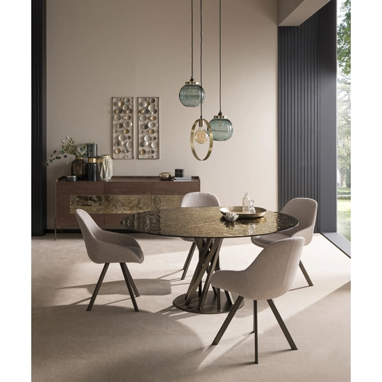 Gemini ø120 - Piano in Vetro Fuso Modern tables Altacorte