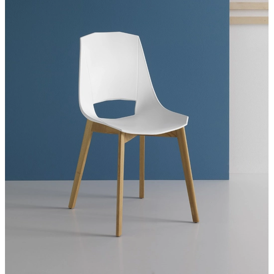 Eva 5 (seduta plastica) Modern wooden chairs point