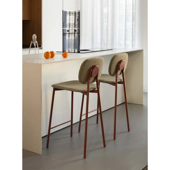 Tata Young Stool (upholstered seat and back) Metal stools point
