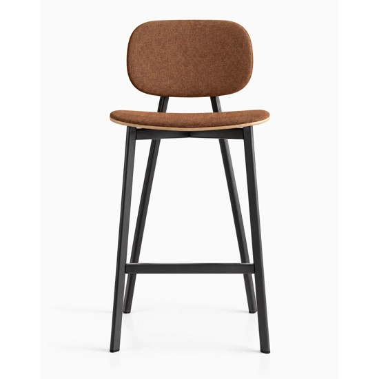 Tata Stool (upholstered with wooden backrest and underseat) Metal stools point