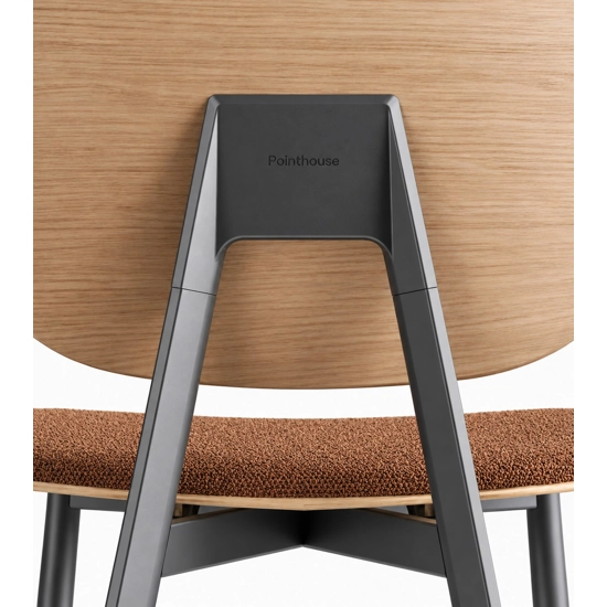 Tata Stool (upholstered with wooden backrest and underseat) Metal stools point 1