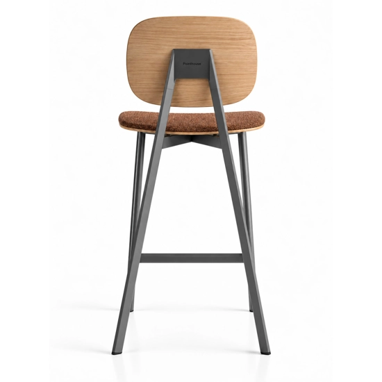 Tata Stool (upholstered with wooden backrest and underseat) Metal stools point 2