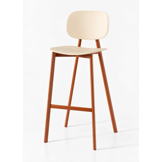 Tata Stool (seat and back in plastic or wood) Metal stools point
