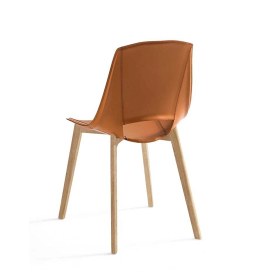 Eva 5 (seduta plastica o cuoio) Sedie in legno moderne Point 3