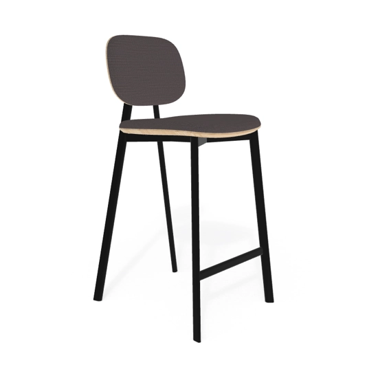 Tata Sgabello (rivestito con retro schienale e sottosedile in legno) Sgabelli in metallo Point 1