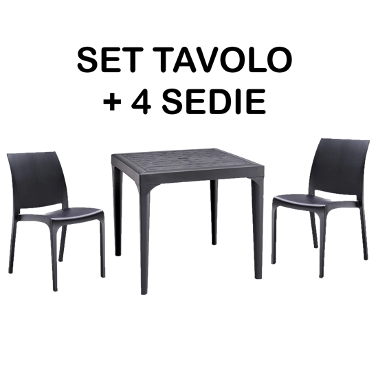 SET TAVOLO 80x80 + 4 SEDIE - COD. BC22 Tavoli e sedie per bar, locali e pub Progetto Sedia