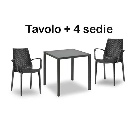 Set Tavolo + 4 sedie Esterno - cod. 232 Tavolo Contract Progetto Sedia