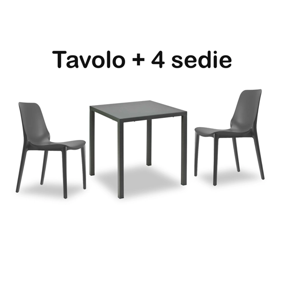 Set Tavolo + 4 sedie Esterno - cod. 237 Tavolo Contract Progetto Sedia