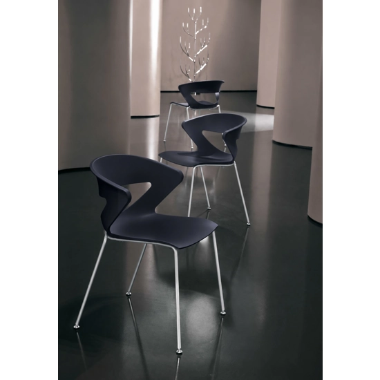 SET 2 sedie Kicca - Seduta Nera - Gamba Alluminio - PRONTA CONSEGNA Sedie outlet Kastel