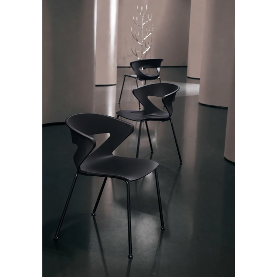 SET 2 sedie Kicca - Seduta Nera - Gamba Nera - PRONTA CONSEGNA Sedie outlet Kastel