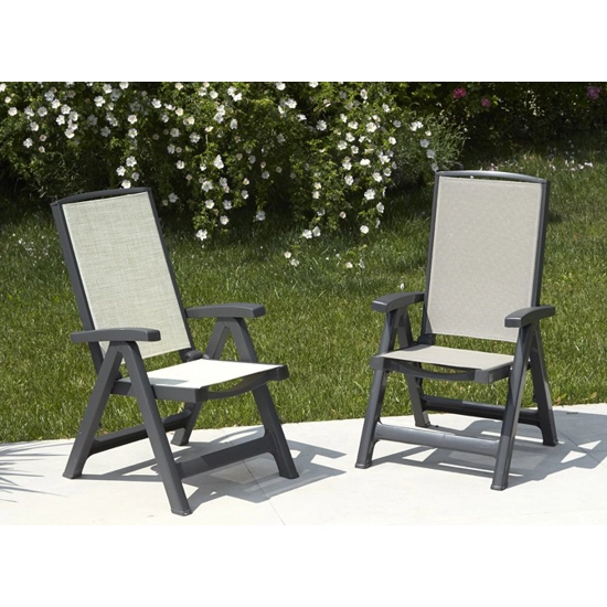 Esmeralda Lux Sunbeds and deck chairs in the garden Scab